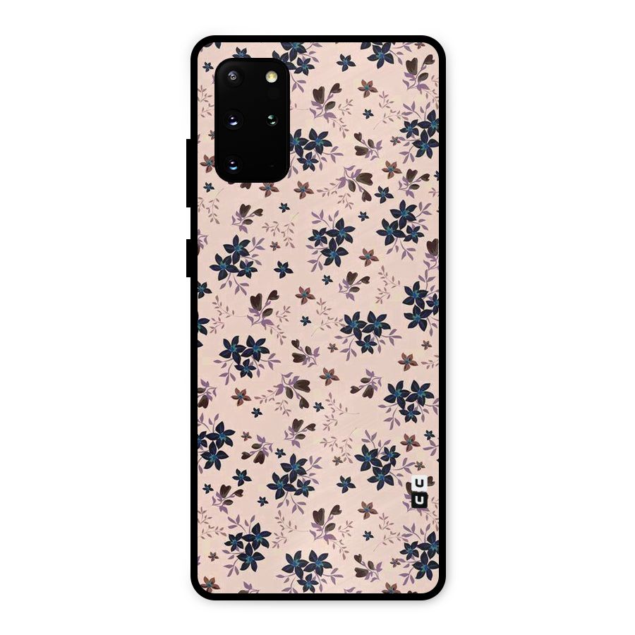 Blue Peach Floral Metal Back Case for Galaxy S20 Plus