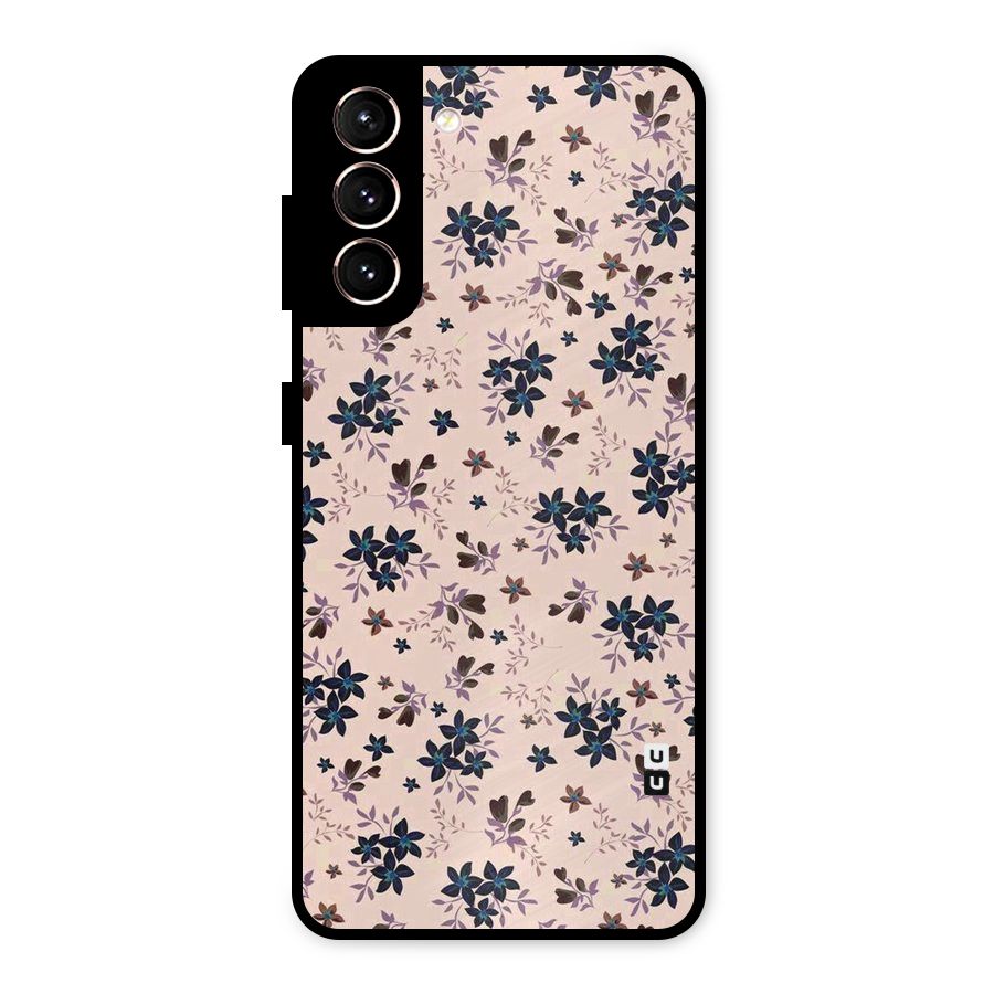 Blue Peach Floral Metal Back Case for Galaxy S21 5G