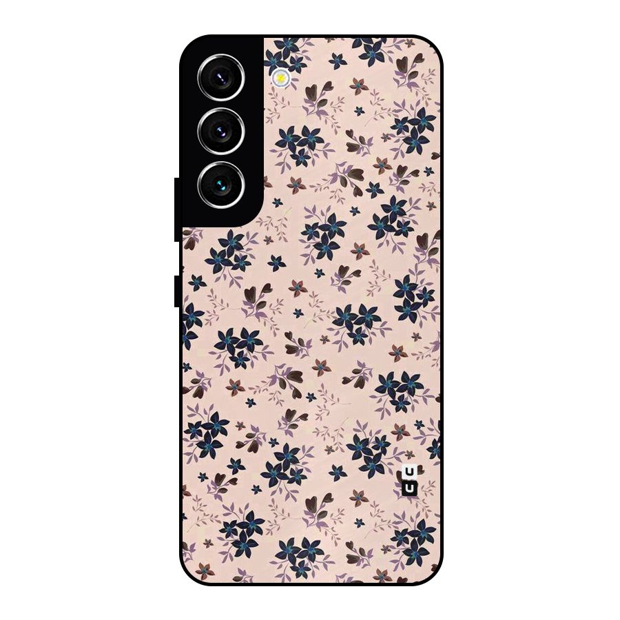 Blue Peach Floral Metal Back Case for Galaxy S22 5G