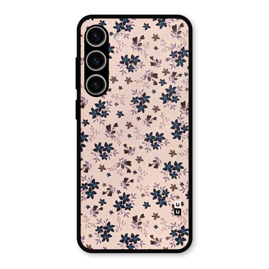 Blue Peach Floral Metal Back Case for Galaxy S23 Plus