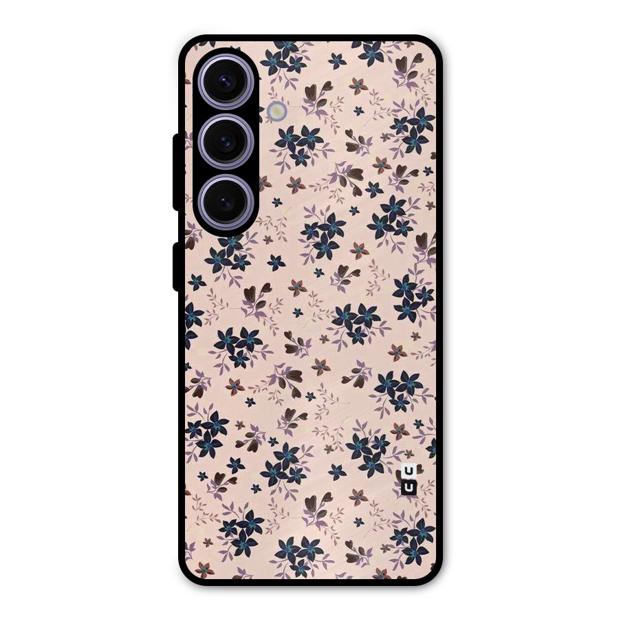 Blue Peach Floral Metal Back Case for Galaxy S24