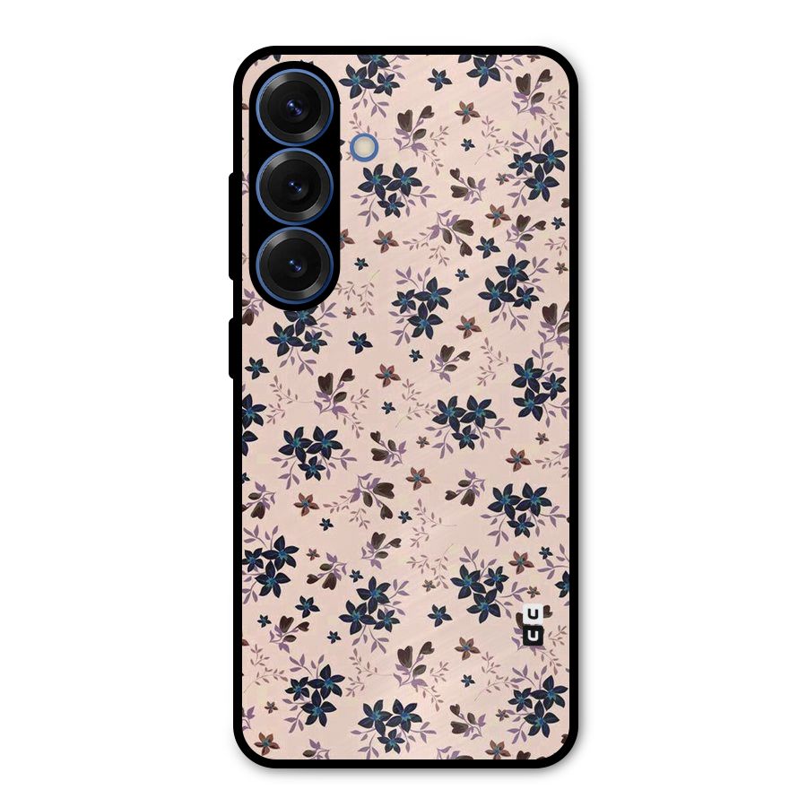 Blue Peach Floral Metal Back Case for Galaxy S25