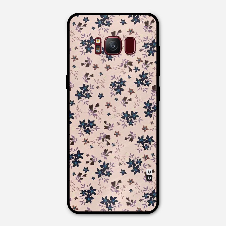 Blue Peach Floral Metal Back Case for Galaxy S8