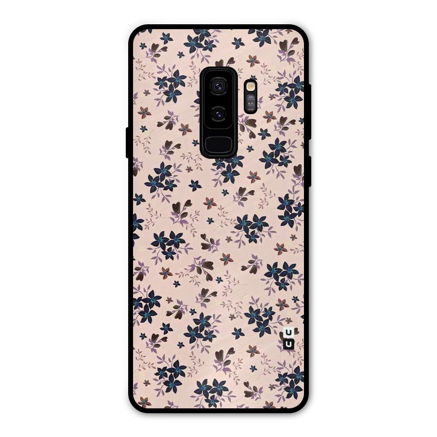 Blue Peach Floral Metal Back Case for Galaxy S9 Plus