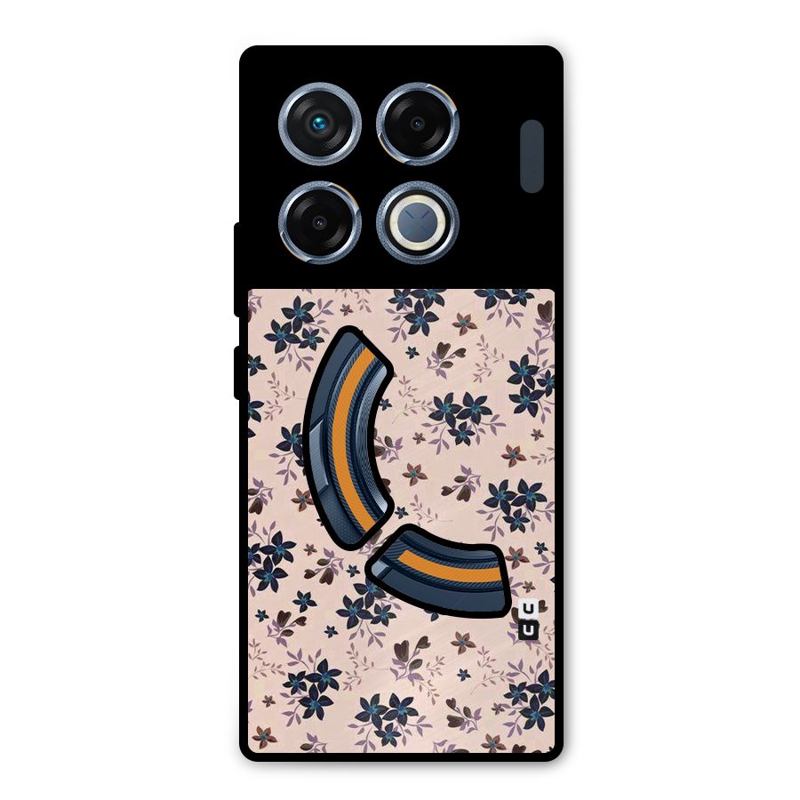 Blue Peach Floral Metal Back Case for Infinix GT 20 Pro