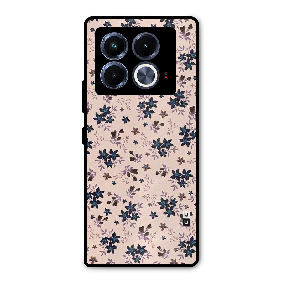 Blue Peach Floral Metal Back Case for Infinix Note 40 5G