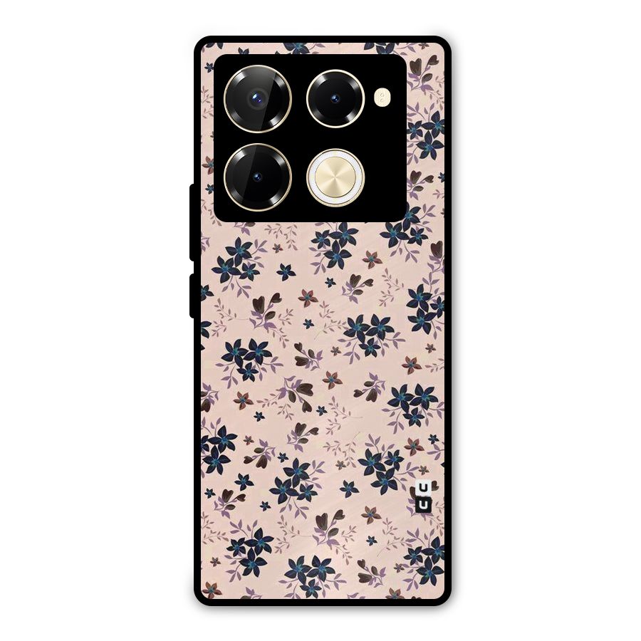 Blue Peach Floral Metal Back Case for Infinix Note 40 Pro