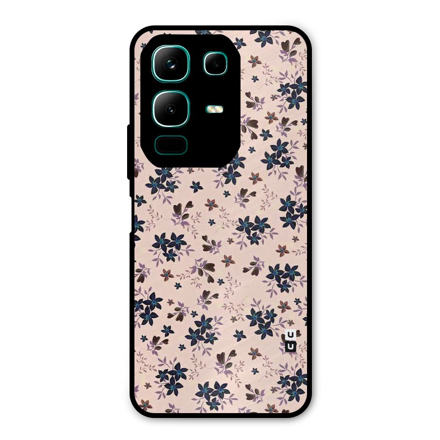 Blue Peach Floral Metal Back Case for Infinix Note 50x