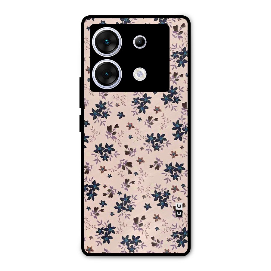 Blue Peach Floral Metal Back Case for Infinix Zero 30 5G