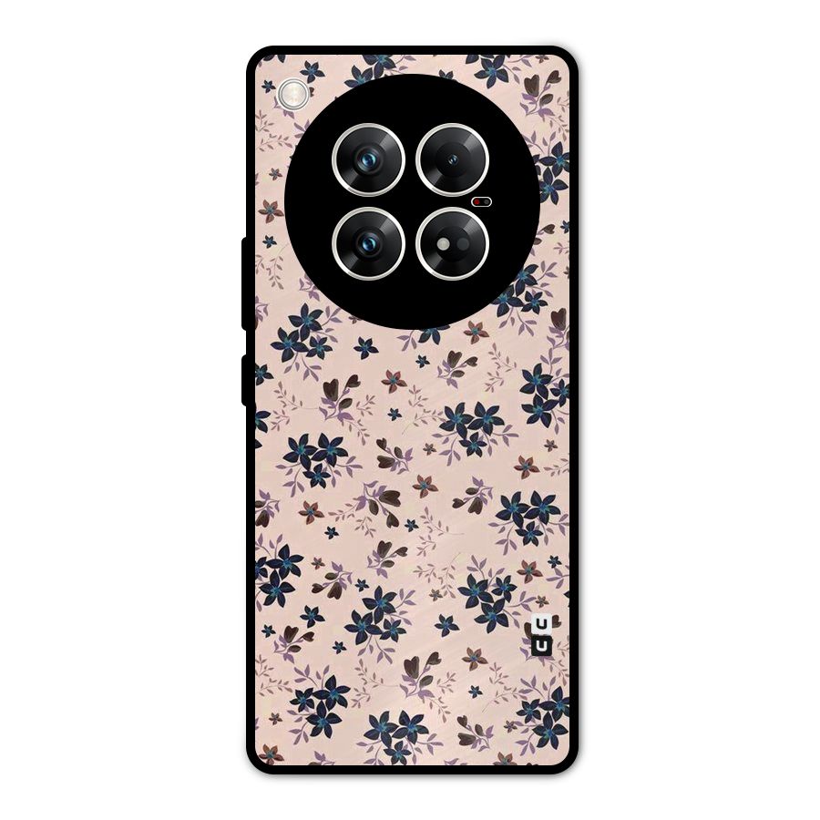 Blue Peach Floral Metal Back Case for Infinix Zero 40 5G