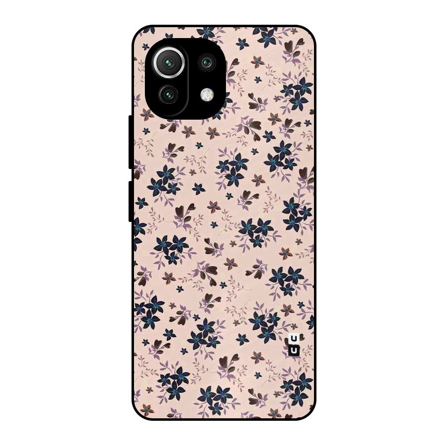 Blue Peach Floral Metal Back Case for Mi 11 Lite