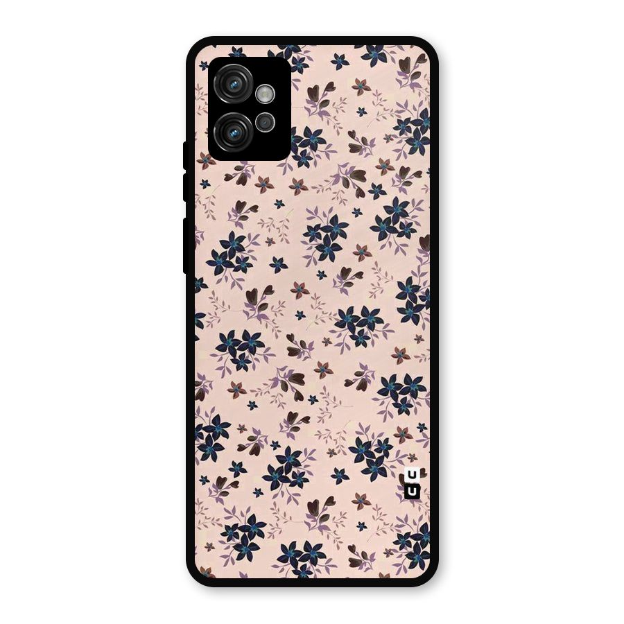 Blue Peach Floral Metal Back Case for Moto G32