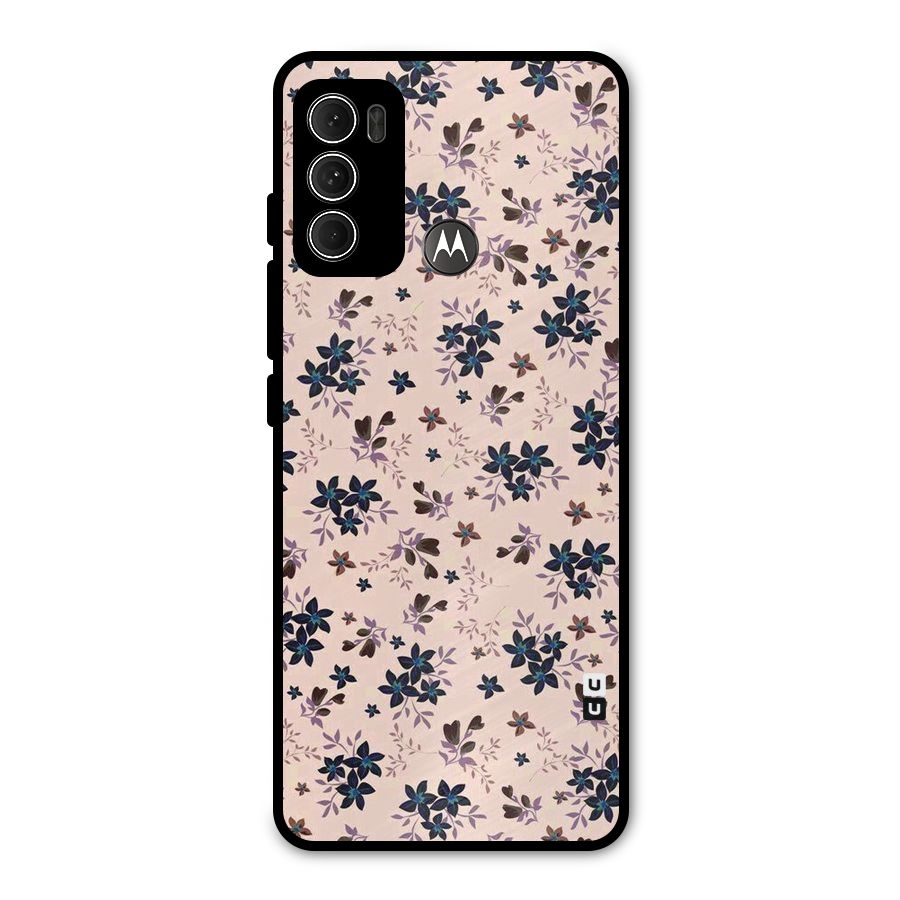 Blue Peach Floral Metal Back Case for Moto G60