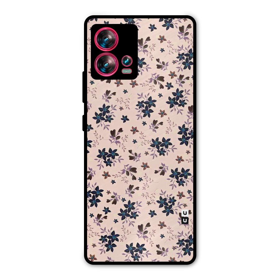 Blue Peach Floral Metal Back Case for Motorola Edge 30 Fusion