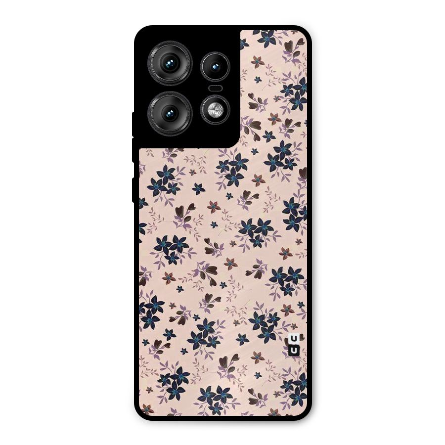 Blue Peach Floral Metal Back Case for Motorola Edge 50 Pro