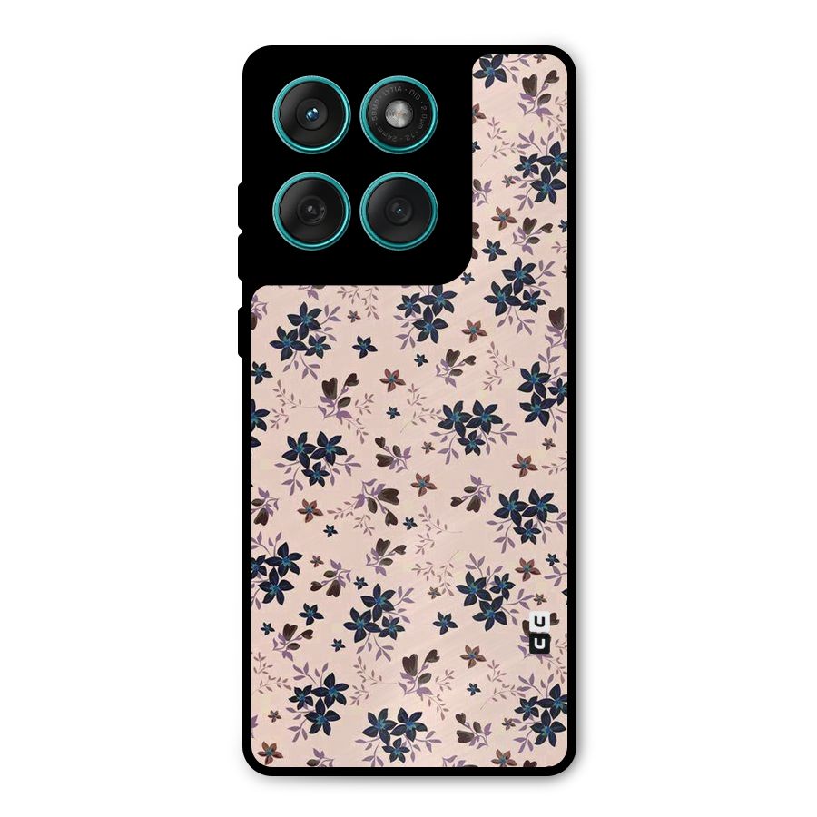 Blue Peach Floral Metal Back Case for Motorola Edge 60