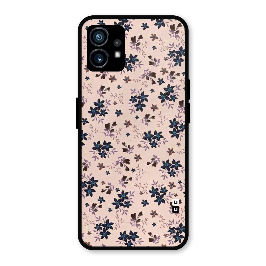 Blue Peach Floral Metal Back Case for Nothing Phone 1