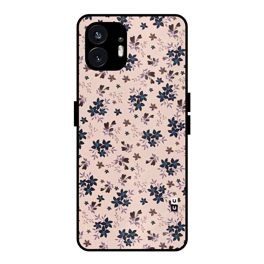Blue Peach Floral Metal Back Case for Nothing Phone 2