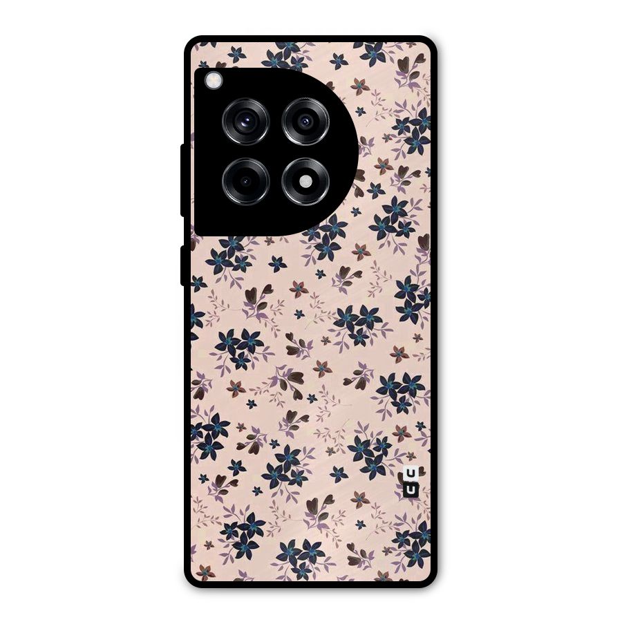Blue Peach Floral Metal Back Case for OnePlus 12R