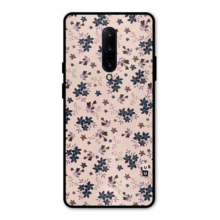 Blue Peach Floral Metal Back Case for OnePlus 7 Pro