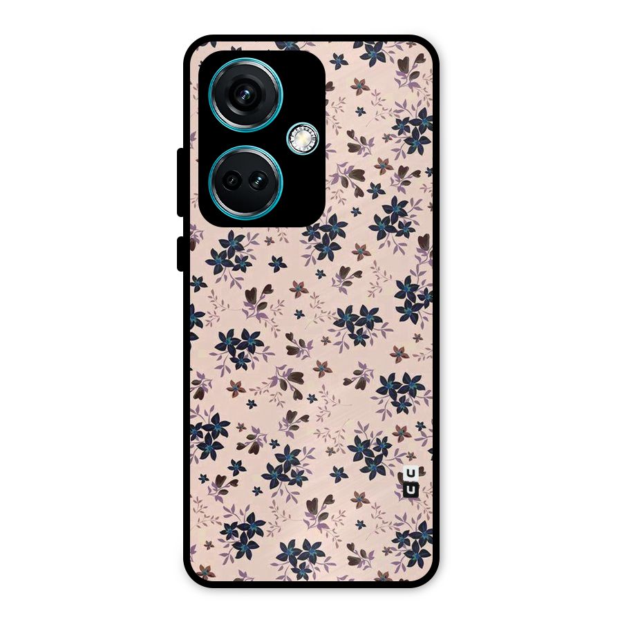 Blue Peach Floral Metal Back Case for OnePlus Nord CE 3 5G