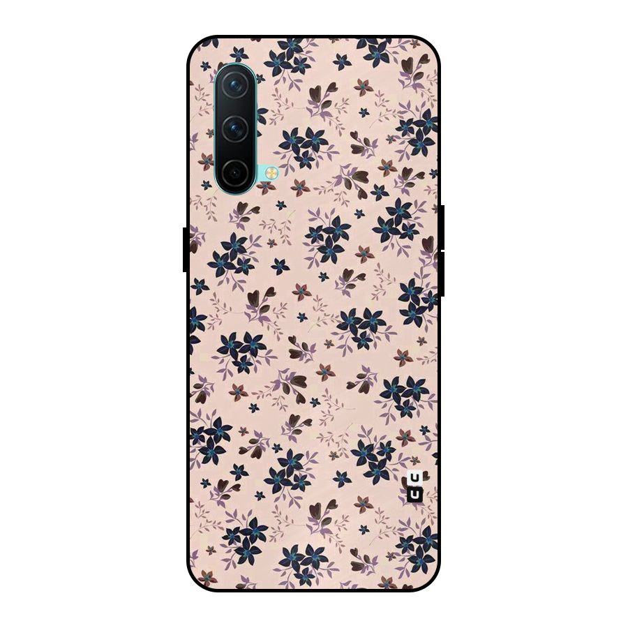 Blue Peach Floral Metal Back Case for OnePlus Nord CE 5G