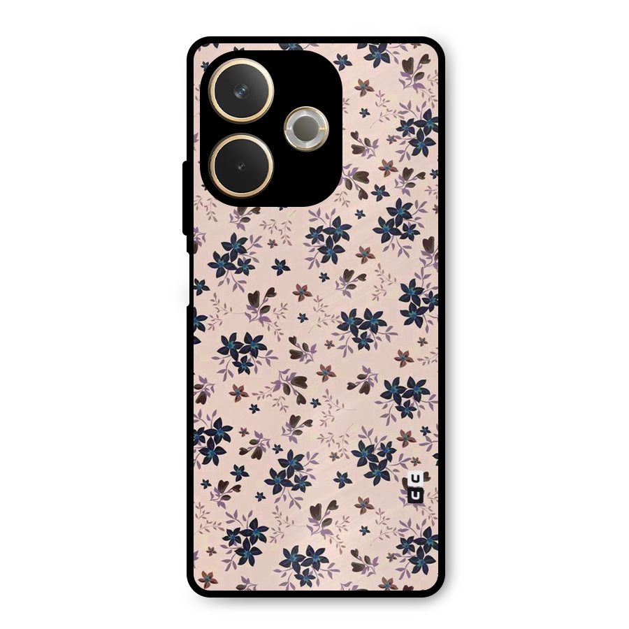 Blue Peach Floral Metal Back Case for Oppo A5 Pro