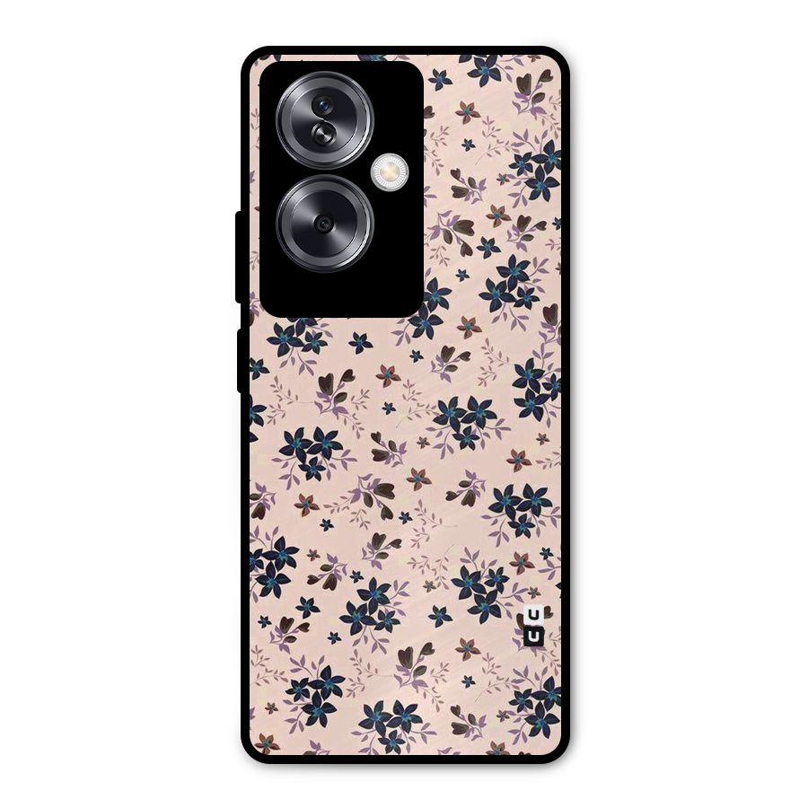 Blue Peach Floral Metal Back Case for Oppo A79 5G