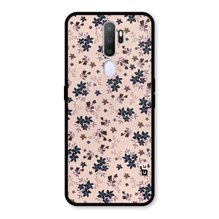Blue Peach Floral Metal Back Case for Oppo A9 (2020)