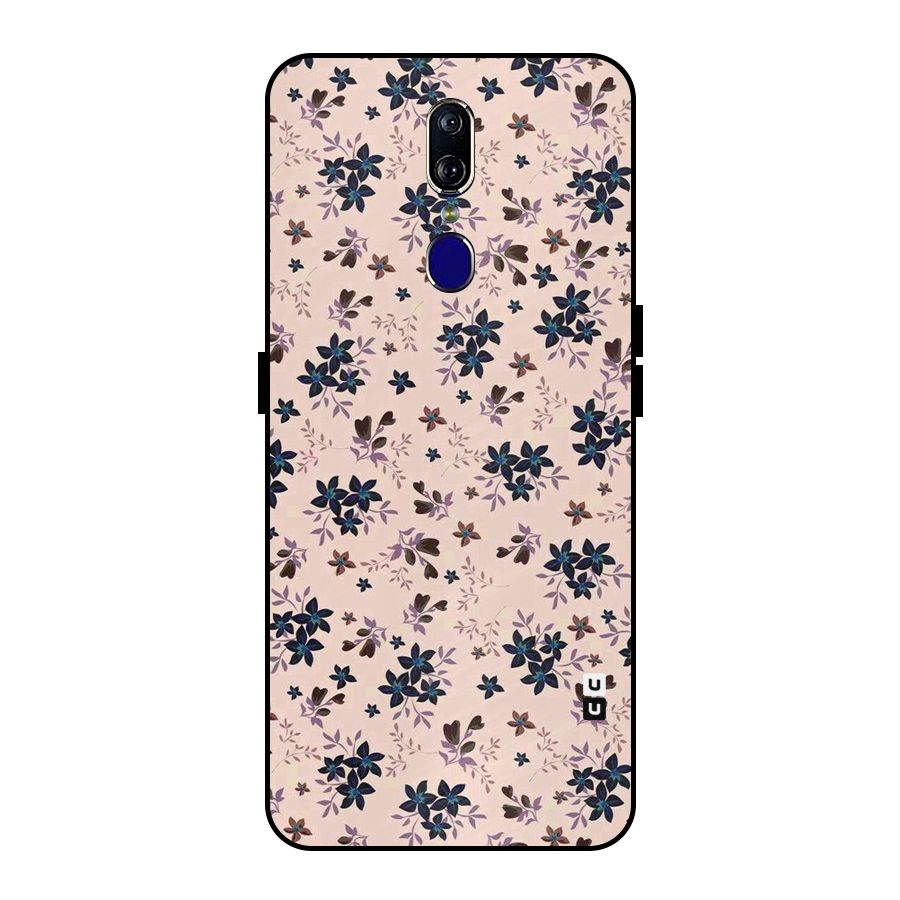 Blue Peach Floral Metal Back Case for Oppo F11