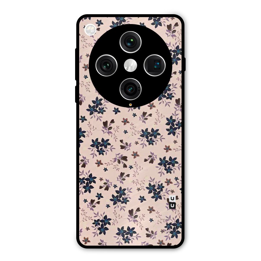 Blue Peach Floral Metal Back Case for Oppo Find X8 Pro