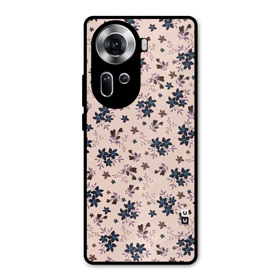 Blue Peach Floral Metal Back Case for Oppo Reno11 5G