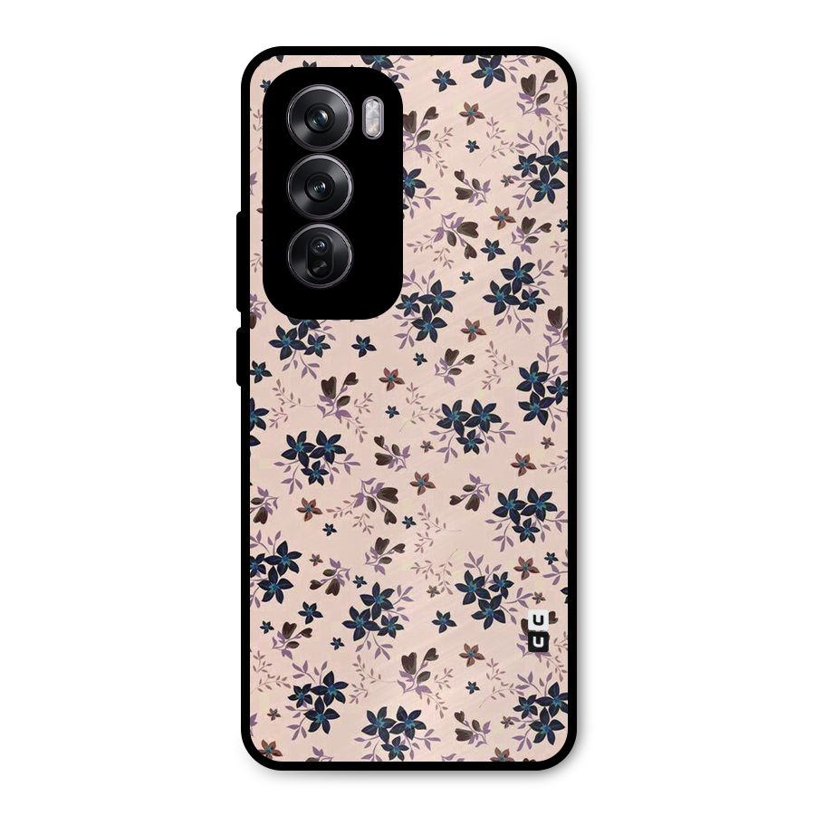 Blue Peach Floral Metal Back Case for Oppo Reno12 Pro