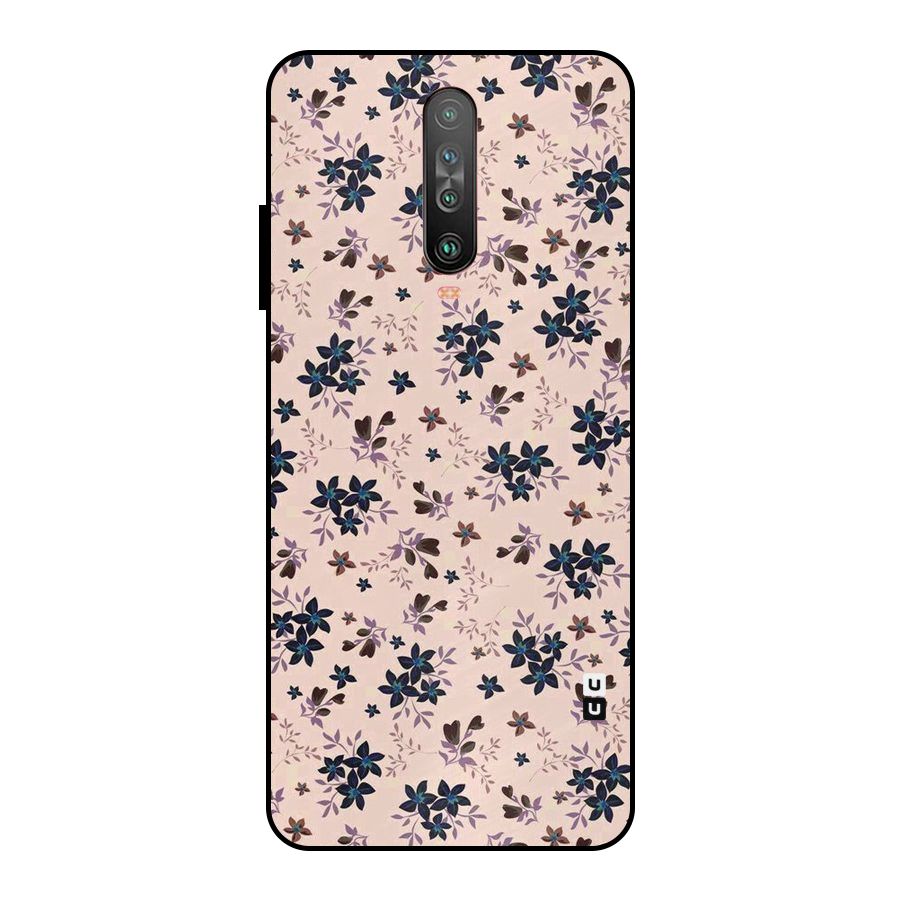 Blue Peach Floral Metal Back Case for Poco X2