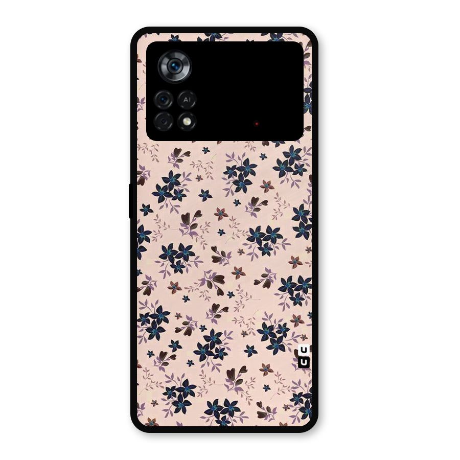 Blue Peach Floral Metal Back Case for Poco X4 Pro 5G