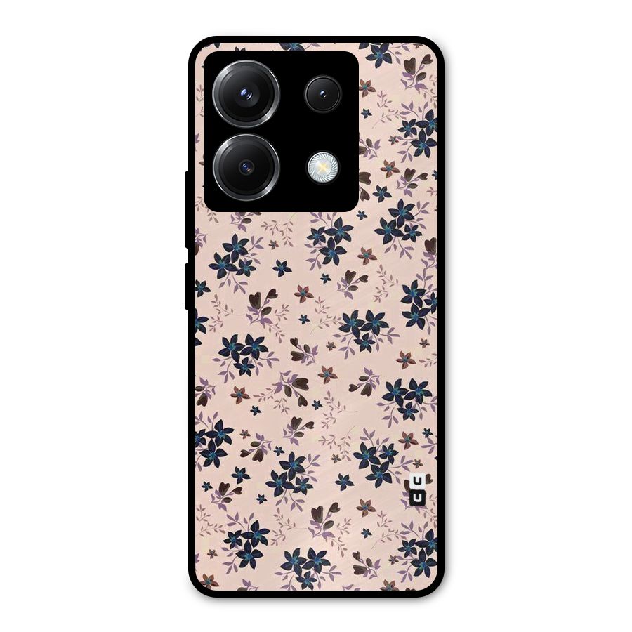 Blue Peach Floral Metal Back Case for Poco X6