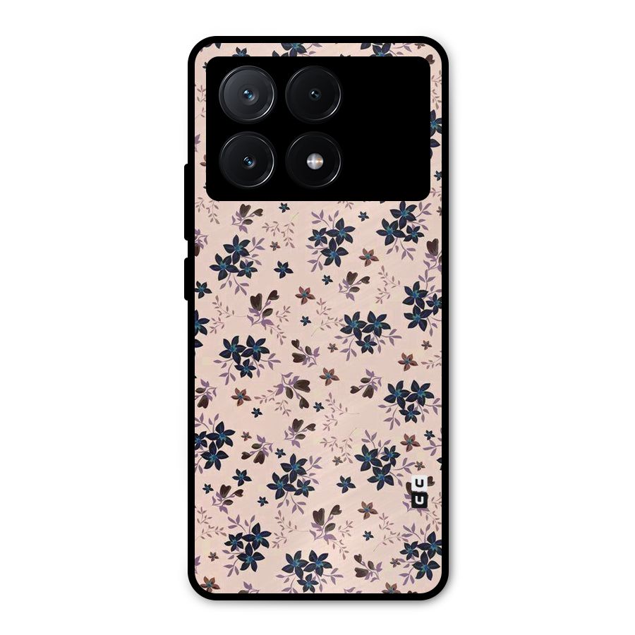Blue Peach Floral Metal Back Case for Poco X6 Pro