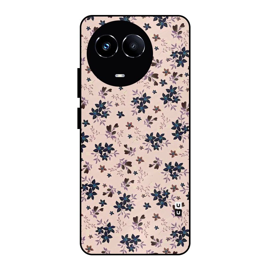 Blue Peach Floral Metal Back Case for Realme 11 5G