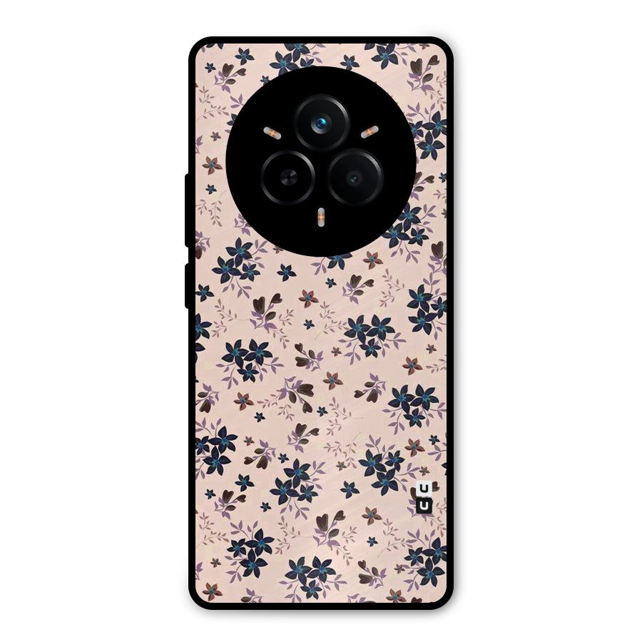 Blue Peach Floral Metal Back Case for Realme 14 Pro