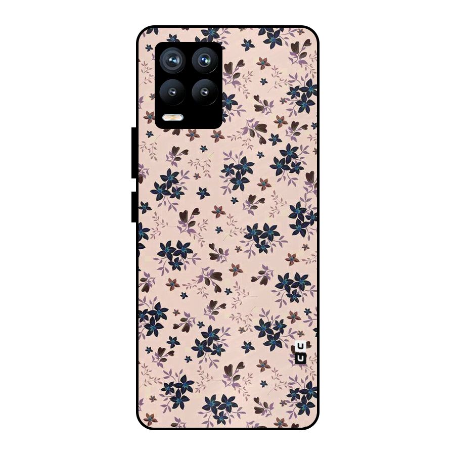 Blue Peach Floral Metal Back Case for Realme 8 Pro