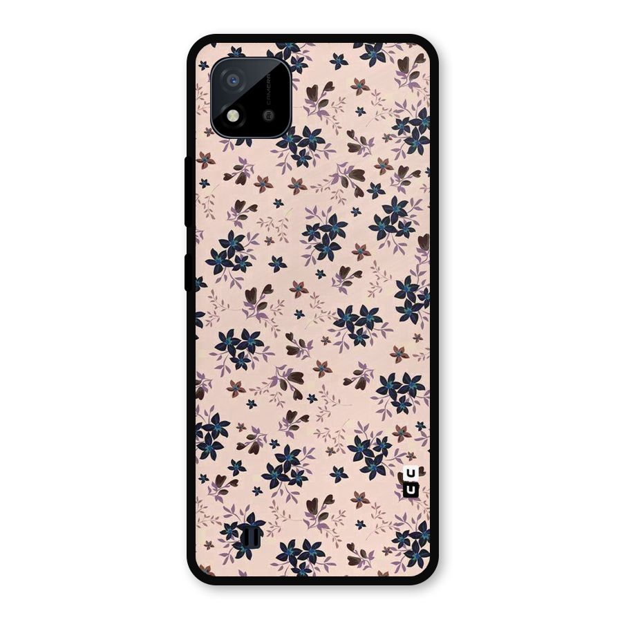 Blue Peach Floral Metal Back Case for Realme C11 2021