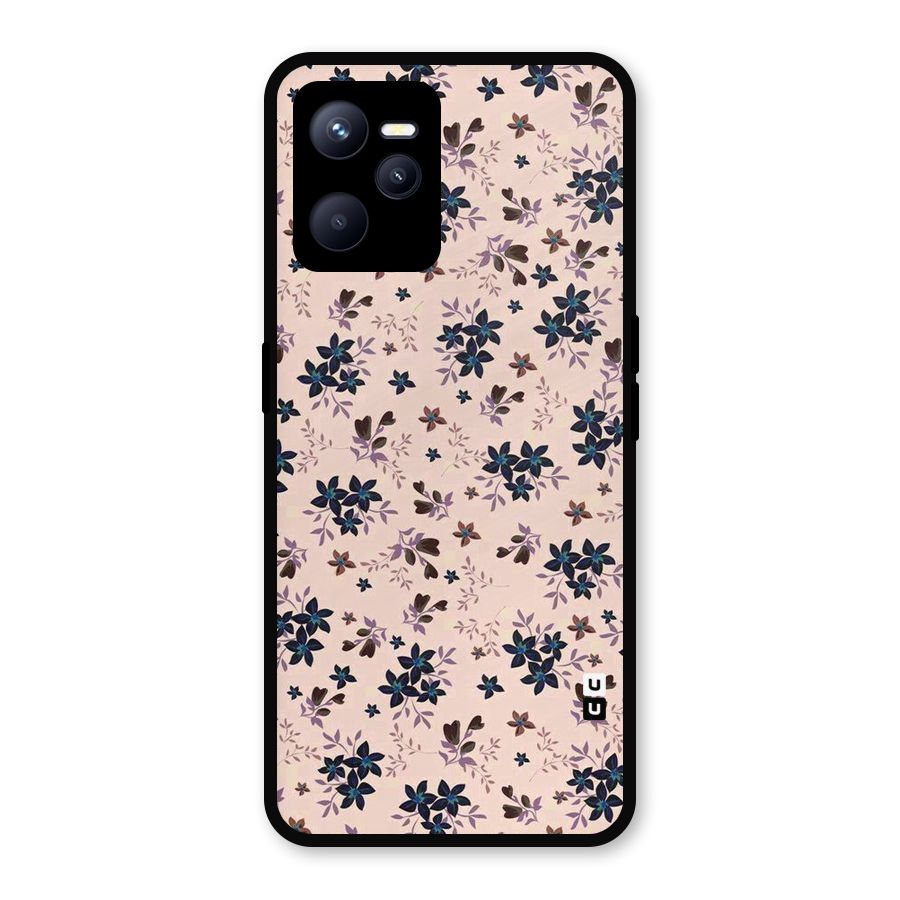 Blue Peach Floral Metal Back Case for Realme C35