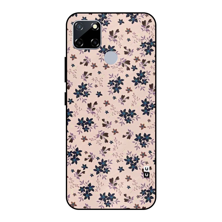 Blue Peach Floral Metal Back Case for Realme Narzo 30A