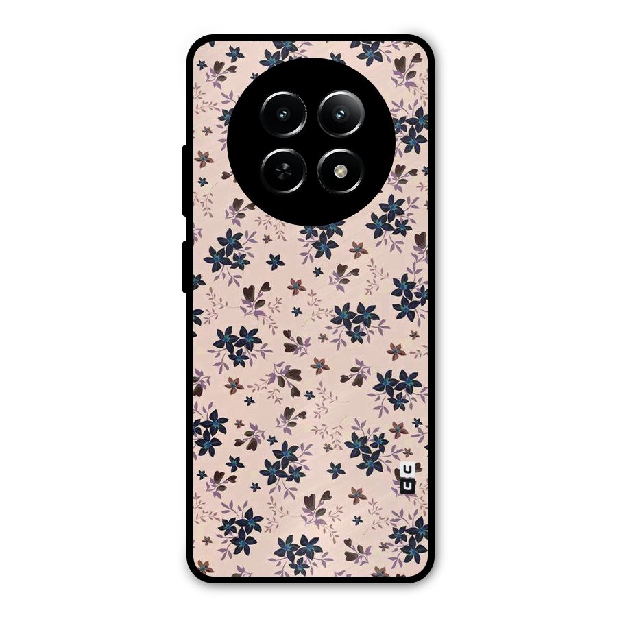 Blue Peach Floral Metal Back Case for Realme Narzo 70x 5G