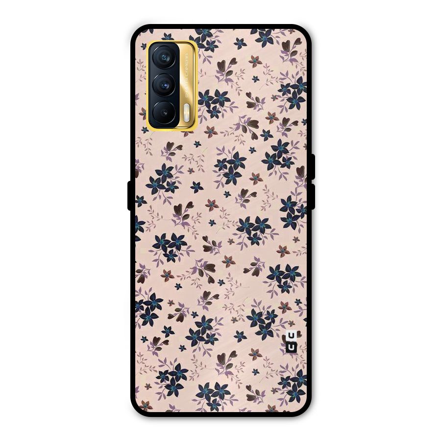 Blue Peach Floral Metal Back Case for Realme X7