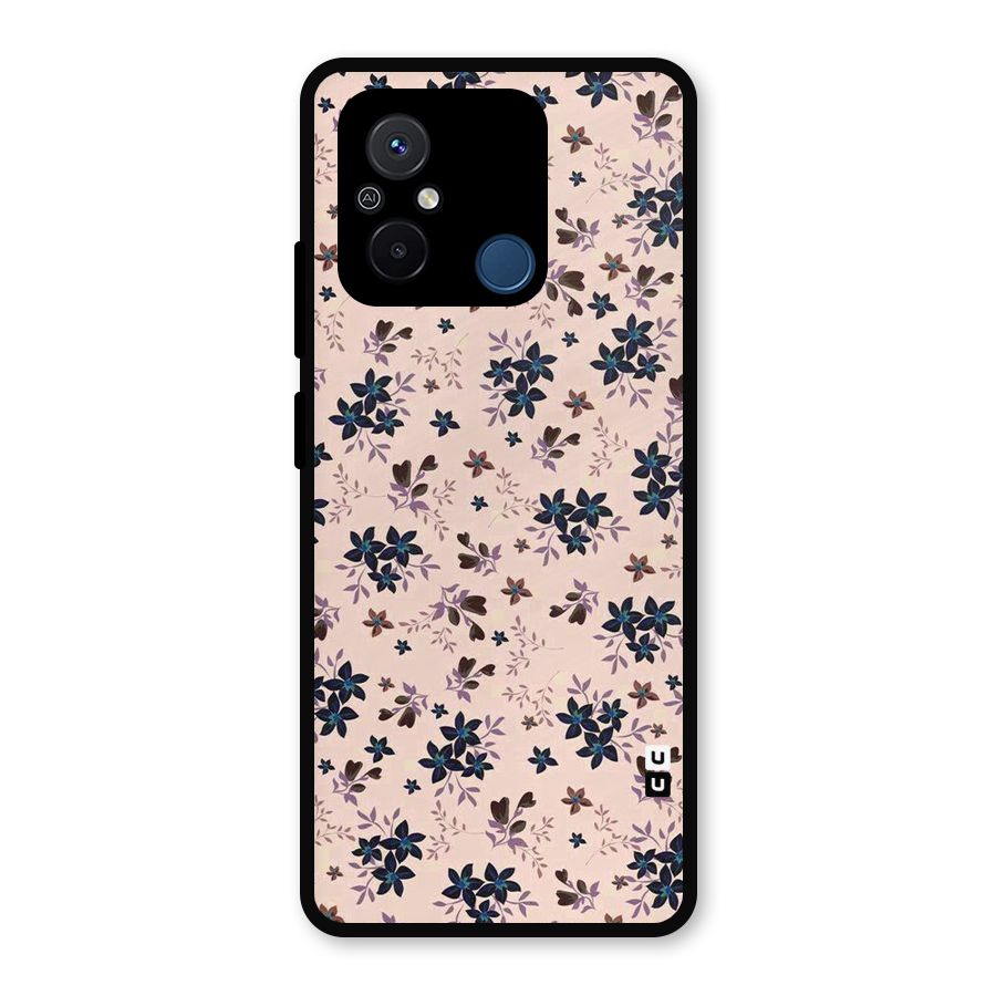 Blue Peach Floral Metal Back Case for Redmi 12C