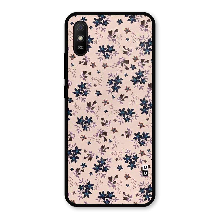Blue Peach Floral Metal Back Case for Redmi 9a
