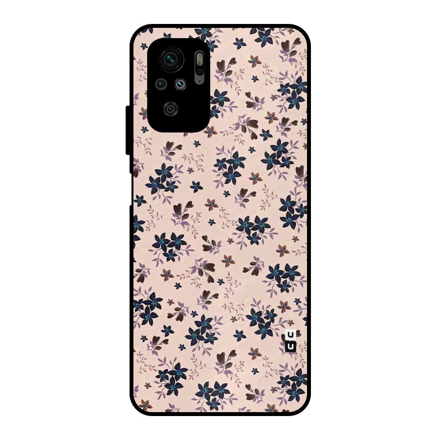 Blue Peach Floral Metal Back Case for Redmi Note 10S