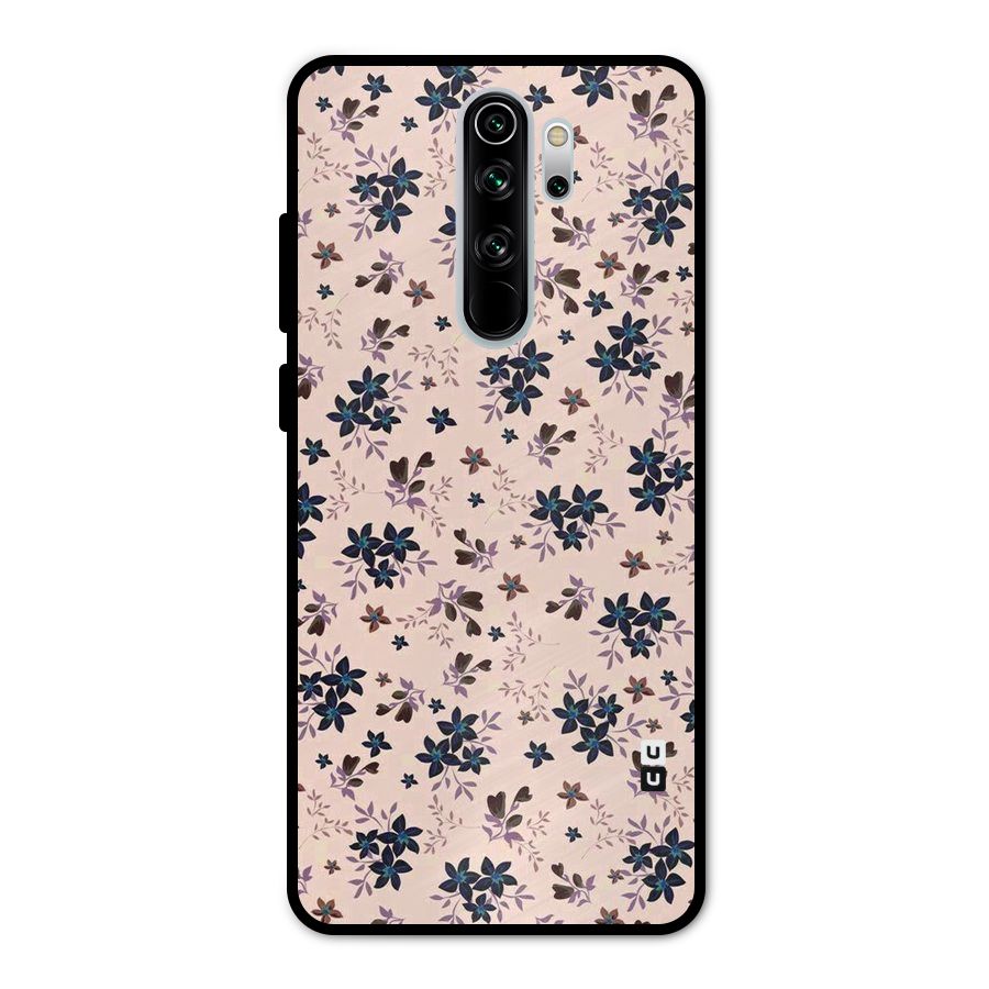 Blue Peach Floral Metal Back Case for Redmi Note 8 Pro