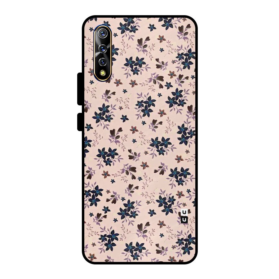 Blue Peach Floral Metal Back Case for Vivo S1